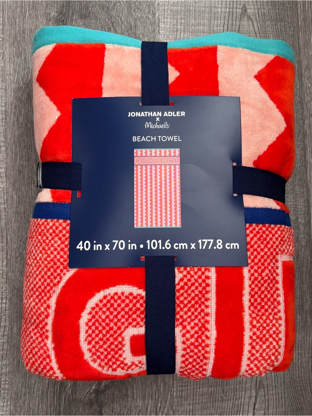 Jonathan Adler Red, Pink & Teal Geometric Beach Towel